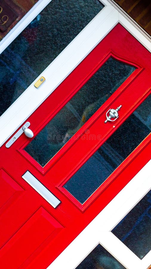 Dynamic Crooked Red Wooden Front Door Stock Photo Image of wood