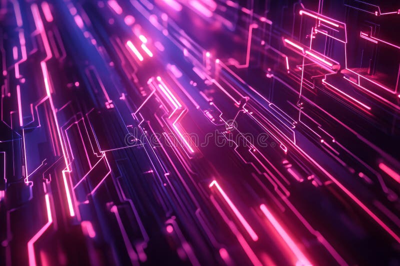 A dynamic 3D abstract background with an elaborate network of pulsating neon circuits, forming a mesmerizing high-tech digital pattern. The smooth transparency and glowing energy lines enhance the futuristic cyberpunk aesthetic. AI generated