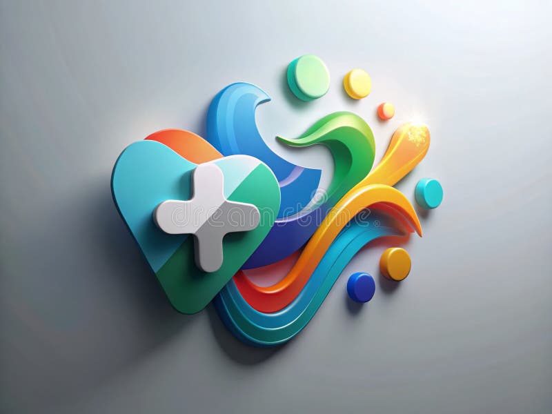 Dynamic 3D Dental Logo Design Template for Modern Medical Branding A Vibrant and Innovative Approach to Visual Identity stock illustration
