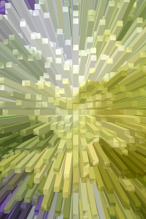 Dynamic 3D yellow gradient blocks in explosive abstract design. Futuristic background for digital and creative projects stock illustration