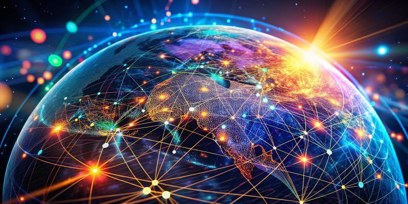 Dynamic Data Globe Portrait Visualizing Global Connectivity and Technological Innovation for Modern Stock Photography royalty free illustration