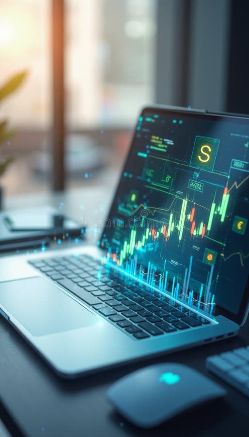 Dynamic Data Visualization on Laptop royalty free stock photography