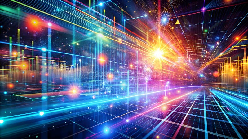 Dynamic Digital Abstract A Visual Symphony of Modern Technology HighSpeed Data Transmission and Geometric Precision vector illustration