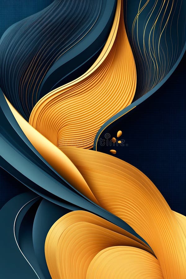 Abstract Gold and Teal Swirling Waves Good Resolution Stock Photo stock illustration