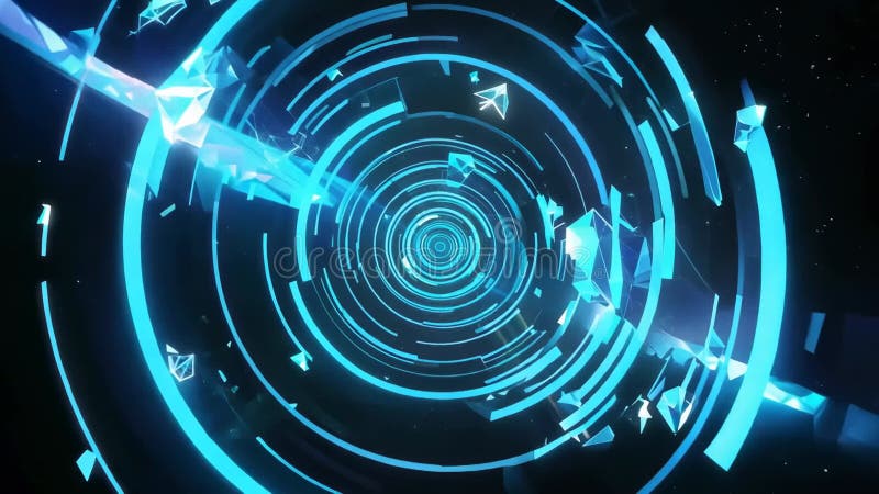 Futuristic Sci-Fi Spiral with Glowing Blue Geometric Shapes for Digital Design Generative AI vector illustration