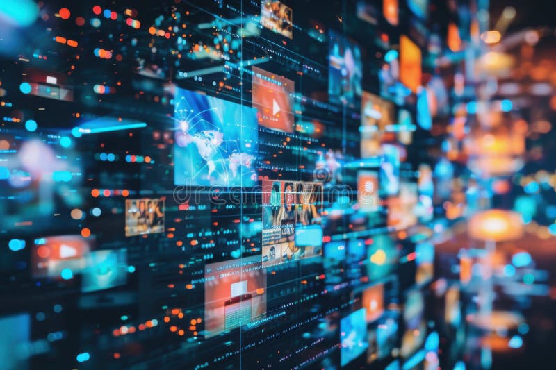 Dynamic Digital Data Stream with Abstract Visuals Representing ...