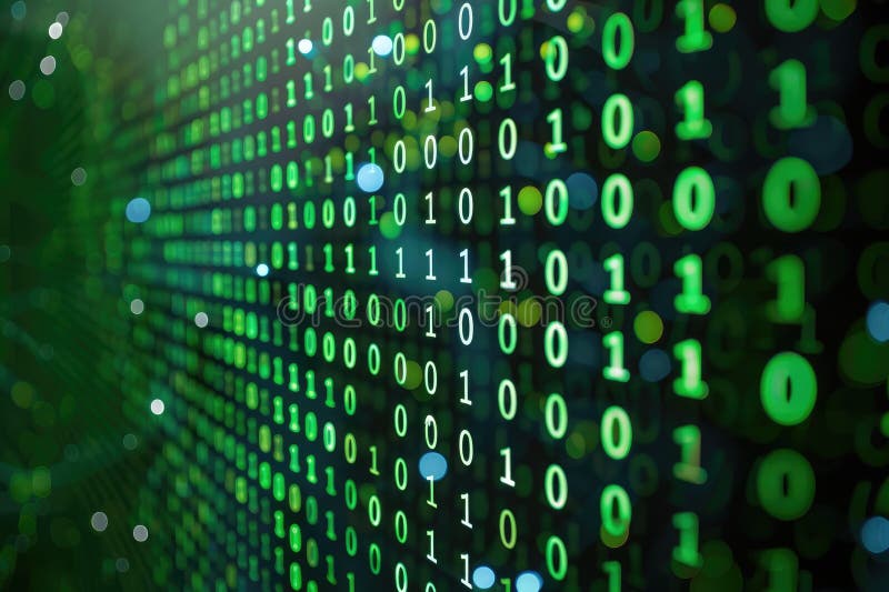Green Binary Code, Digital Data Stream, Futuristic Technology ...