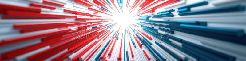 Dynamic explosion of multicolored rectangular beams in abstract symmetrical pattern vector illustration