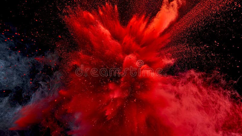 Explozie dinamică a pulberii roșii capturate în mișcare, prezentând un afișaj vibrant și abstract de culoare și textură royalty free stock photo