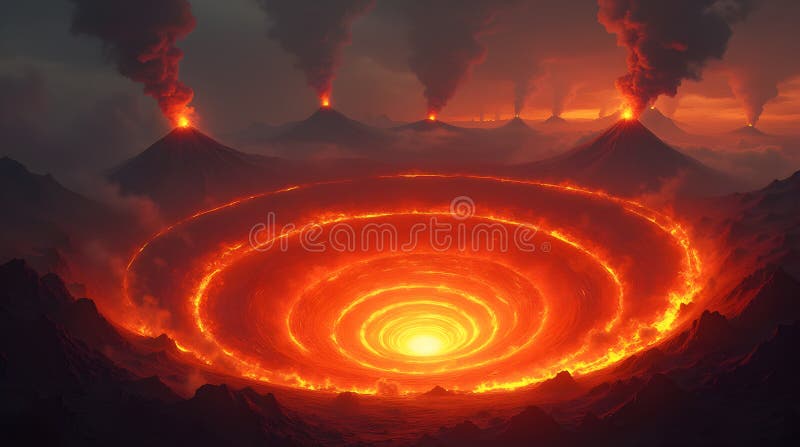 Dynamic Fiery Vortex with Dark ShDynamic Fiery Vortex with Dark Shadows stock illustration