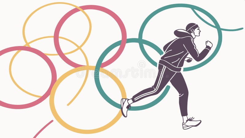 Dynamic figure running on abstract background, sports action energy art vector design Generative AI stock illustration