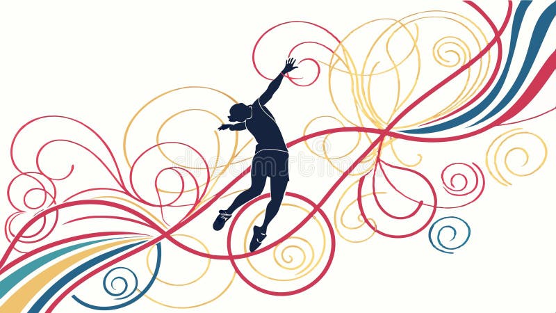 Dynamic figure with swirling abstract ribbons vector design Generative AI stock illustration