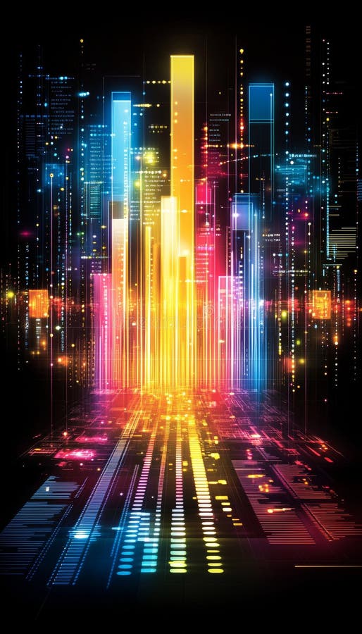 Dynamic Financial Analysis with Colorful Vector Charts and High Detail Art for Data Visualization royalty free illustration