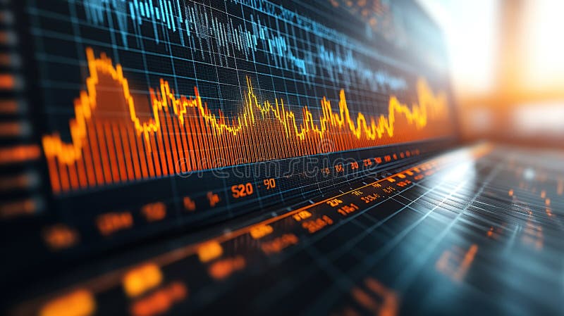 Dynamic Financial Data Visualization with Upd Trend and Bright Illumination royalty free illustration