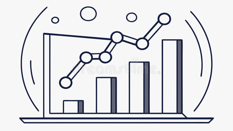 Dynamic Financial Graph with Bars and Line Chart Sketch, vector design Generative AI stock illustration