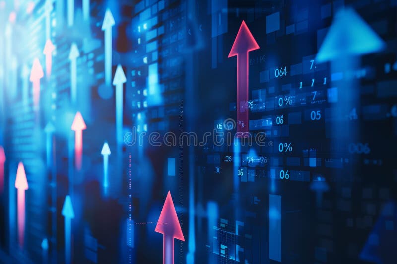 Dynamic financial growth arrows background with ample text space for business development concept vector illustration