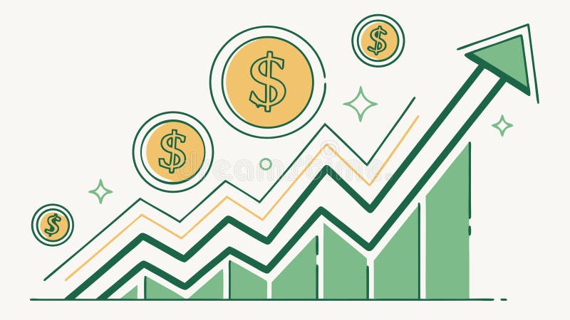 Dynamic financial growth chart, symbolizing rapid wealth accumulation. vector design Generative AI vector illustration
