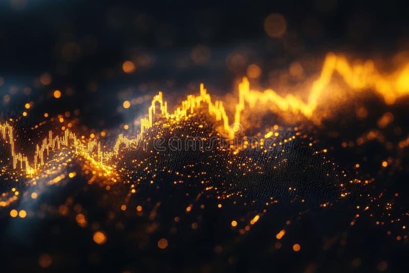 Dynamic financial trends visualization digital space data analysis abstract environment aerial perspective economic stock images