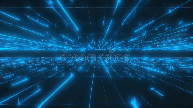 Futuristic Digital Grid with Glowing Blue Light Rays for Technology Backgrounds Generative AI vector illustration