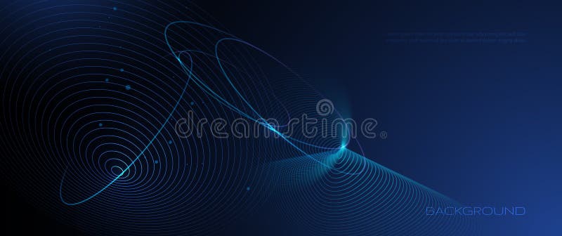 Vector abstract dynamic geometric shape, wave flow line, light effect and texture on blue gradient color royalty free illustration