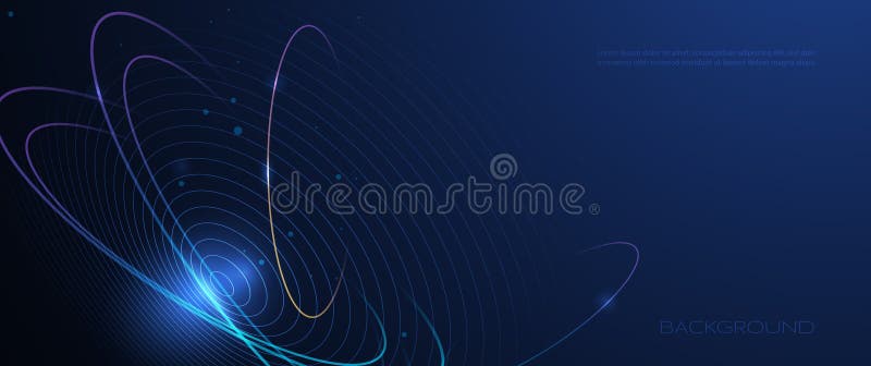 Vector abstract dynamic geometric shape, wave flow line, light effect and texture on blue gradient color stock illustration