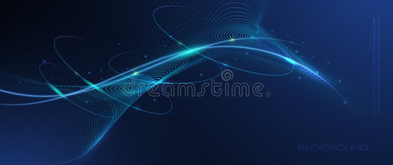 Vector abstract dynamic geometric shape, wave flow line, light effect and texture on blue gradient color for wallpaper royalty free illustration