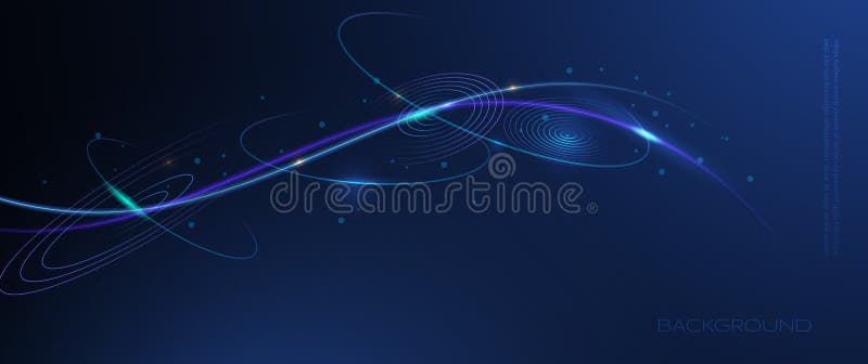 Vector abstract dynamic geometric shape, wave flow line, light effect and texture on blue gradient color stock illustration
