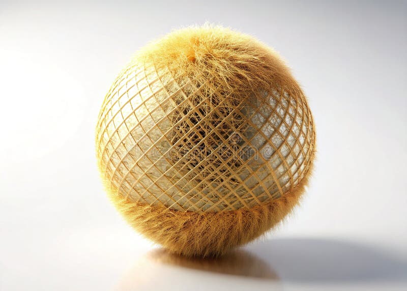 Dynamic Golden Mesh Hairy Sphere 3D Animation Element for Modern Motion Graphics and Design Projects stock illustration