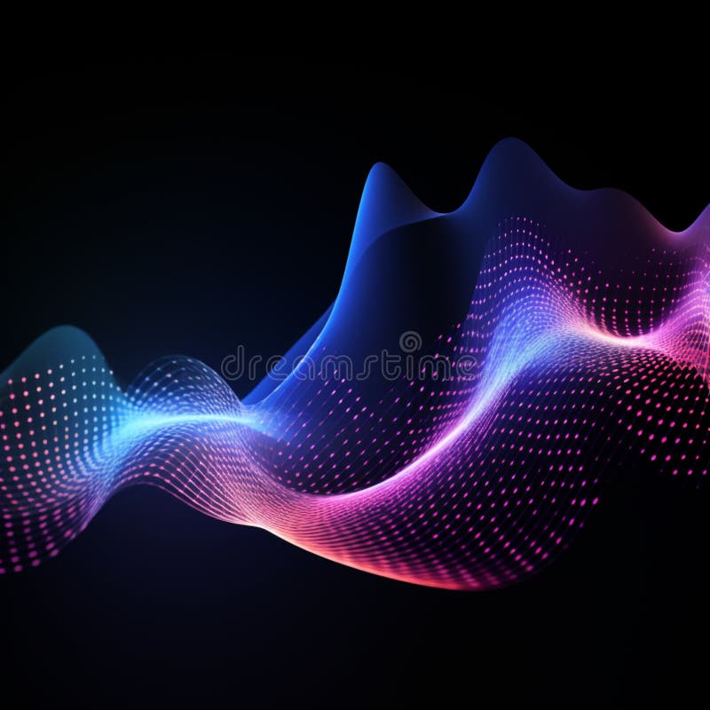 Dynamic halftone black wave pattern with flowing point particles royalty free illustration