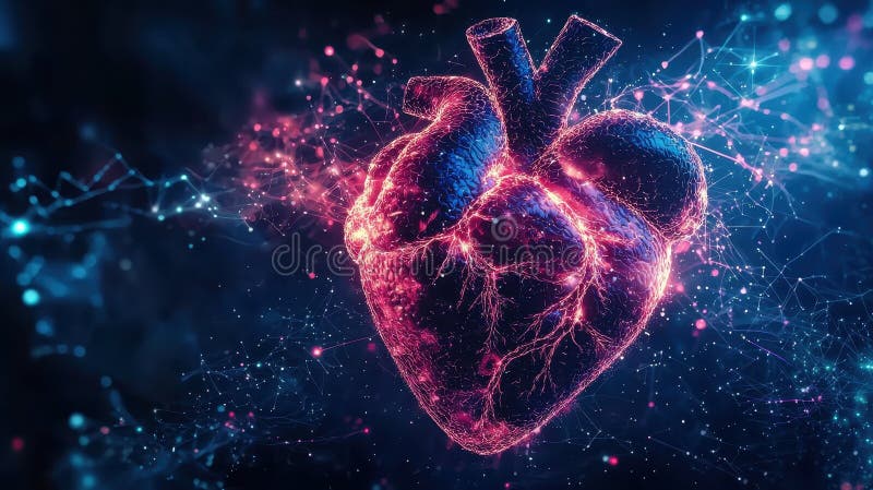 Dynamic heart visualization digital art abstract sci-fi close-up emotion royalty free stock photo