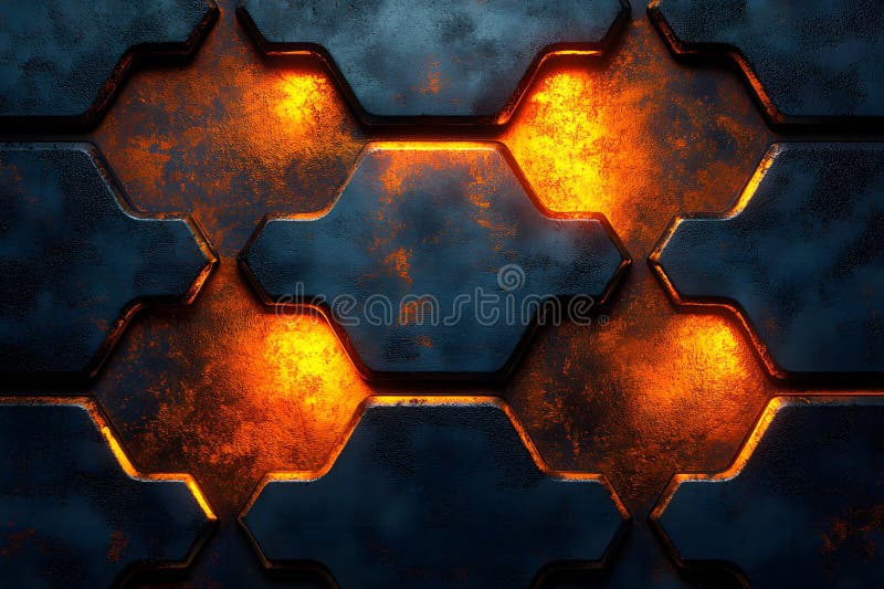 Futuristic Hexagonal Pattern with Glowing Elements for Tech Design Generative AI royalty free illustration