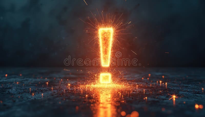 Dynamic illustration electric exclamation mark, symbol of excitement, alert, warning, attention, impact, command. Digital art vector illustration