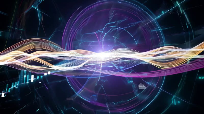 Futuristic Digital Wave with Abstract Light Trails for Tech Design Generative AI vector illustration