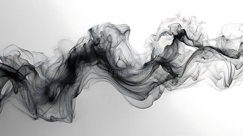Dynamic ink waves create mesmerizing flow of black and gray tones, evoking sense of movement and fluidity stock illustration