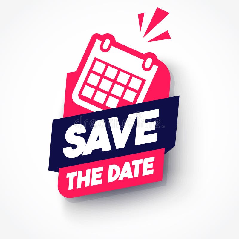 Dynamic Label With Calendar Icon Text Save The Date stock illustration