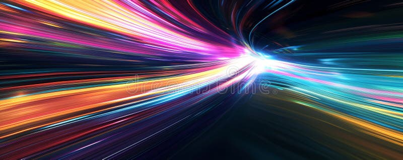 Trasee luminoase dinamice în fond abstract cu spectru multicolorat. tehnologie futuristă și concept de mișcare royalty free stock photo