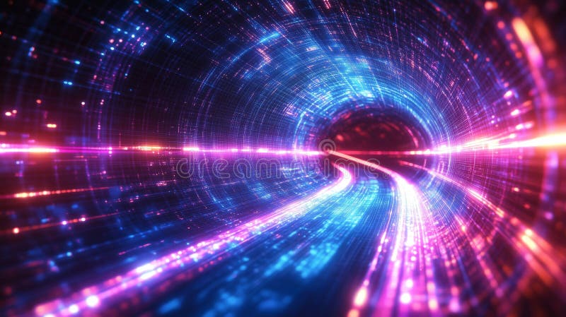 Dynamic Light Tunnel Representing Speed and Colorful Vibes royalty free stock image