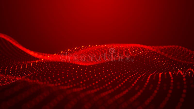 Dynamic and mesmerizing red wave patterns of light, energy and artistic expression, evoking a sense of energy and innovation. Wide stock illustration