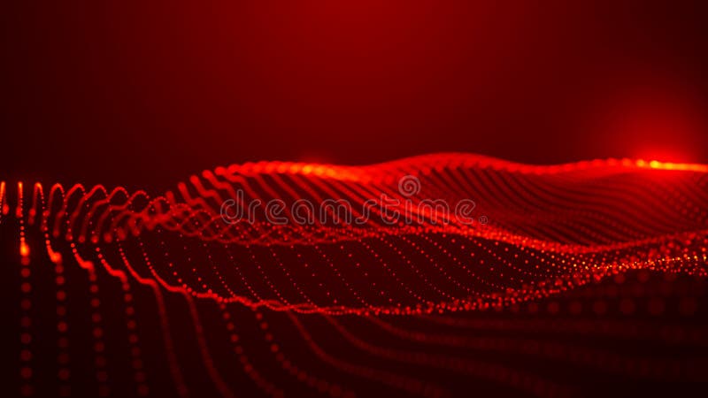 Dynamic and mesmerizing red wave patterns of light, energy and artistic expression, evoking a sense of energy and innovation. Wide vector illustration