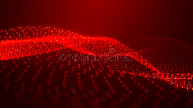 Dynamic and mesmerizing red wave patterns of light, energy and artistic expression, evoking a sense of energy and innovation. Wide vector illustration