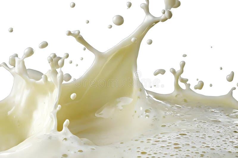 Dynamic Milk Splash: Creamy Texture and White Background royalty free stock image