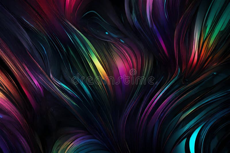 A dynamic mixture of RGB colors spiraling and blending around each other over a dark background. Abstract art showcasing a vibrant royalty free illustration