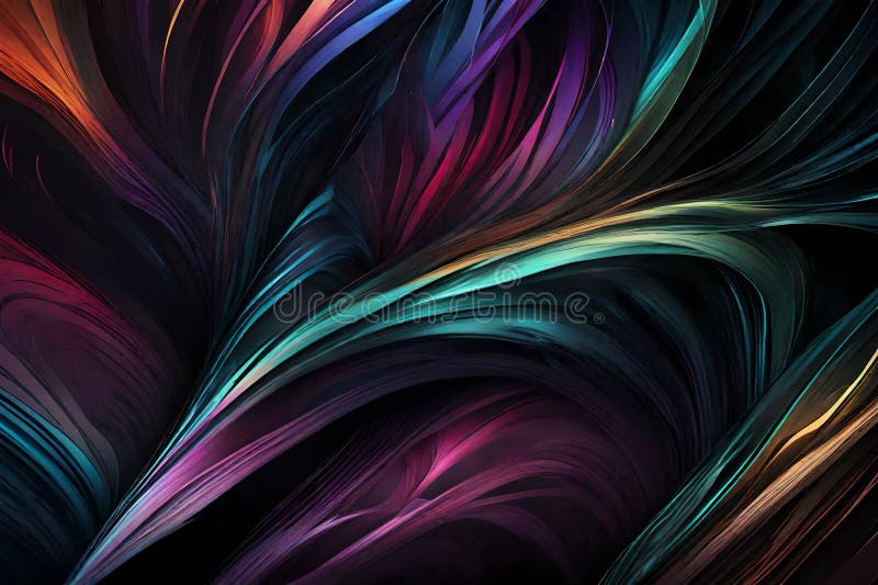 A dynamic mixture of RGB colors spiraling and intertwining over a dark background. Abstract art featuring vibrant hues and vector illustration