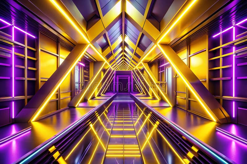 Dynamic Neon Fusion A Striking Abstract Design Explores the Vibrant Contrast of Violet and Lemon Yellow Experience a vector illustration