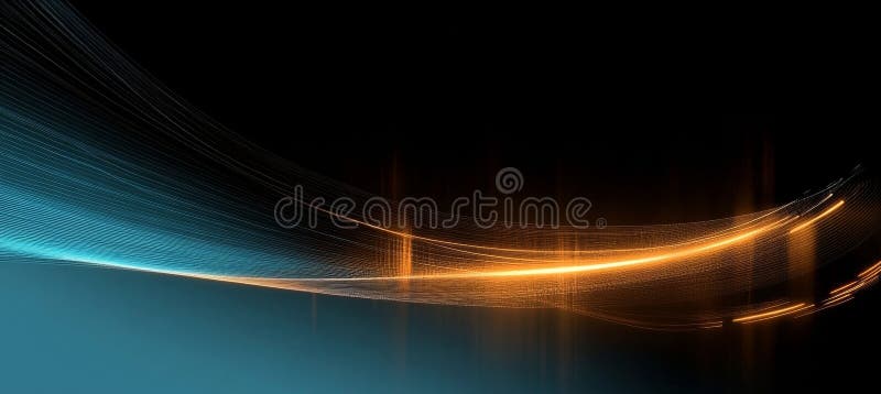 Dynamic Neon Light Trails Creating an Abstract Energy Design Against a Deep Black Background royalty free illustration