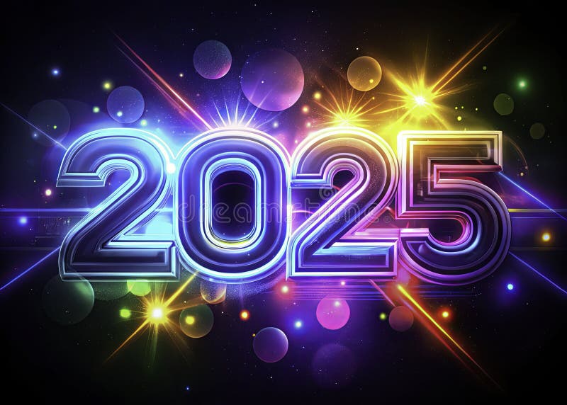 Dynamic 2025 New Year Typography Logo Design Modern Visual Concepts for Marketing Materials like Flyers Postcards royalty free illustration