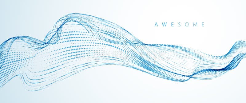 Dynamic particles sound wave flowing. Dotted curves vector abstract background. vector illustration