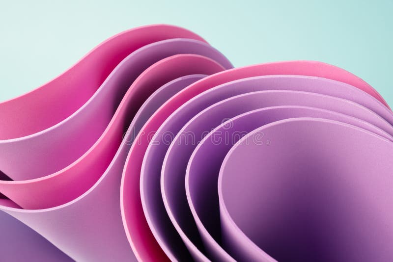 Dynamic Pink and Lavender Elements on a Mint Background. Stock Image