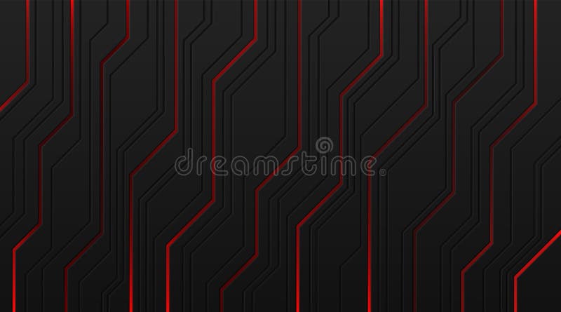 Dynamic red light on black metallic cyber design in circuit style. Modern technology futuristic background. vector illustration