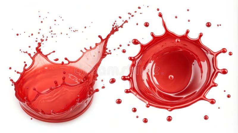 Dynamic Red Liquid Splashes 3D Render, Crown and Circular Composition, Fluid Design liquid splash, 3d rendering vector illustration